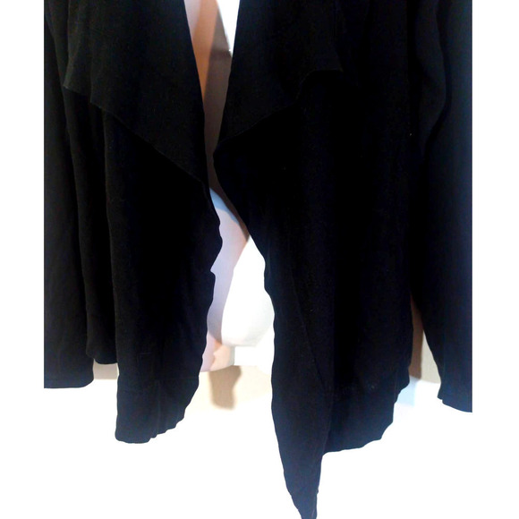 Kenneth Cole Reaction Women Sz M Black Silk Blend Drape Front Cardigan Work - Picture 3 of 7